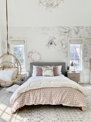 Fotobehang Bloemen Barok Wit