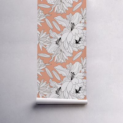 Fotobehang Bloemenschets