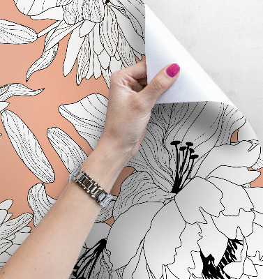 Fotobehang Bloemenschets