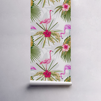 Fotobehang Tropische flamingo's