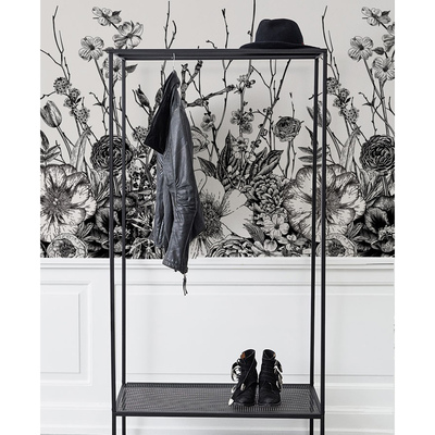 Fotobehang Minimalistische zwart-witte bloemen