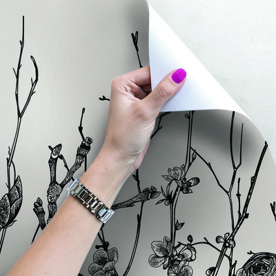 Fotobehang Minimalistische zwart-witte bloemen