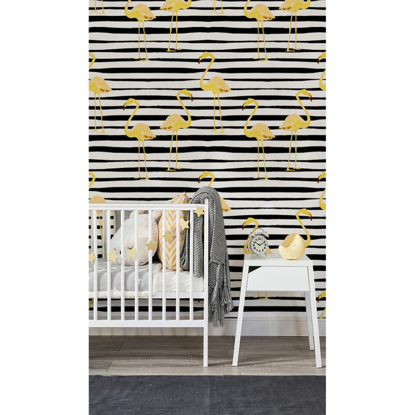 Fotobehang Gouden flamingo's