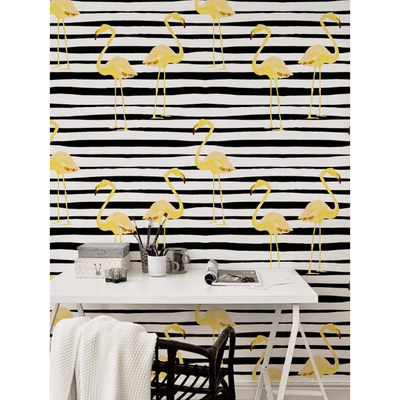 Fotobehang Gouden flamingo's