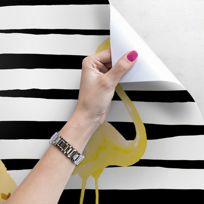 Fotobehang Gouden flamingo's