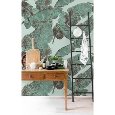 Fotobehang Rustend in de schaduw van de bladeren