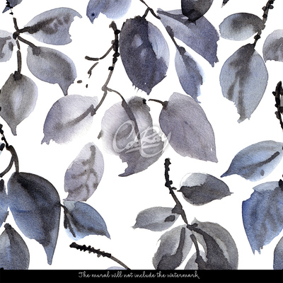 Fotobehang Elegante grafietbladeren