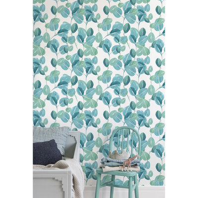 Fotobehang Aquarel Eucalyptusbladeren