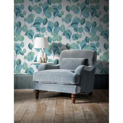 Fotobehang Aquarel Eucalyptusbladeren