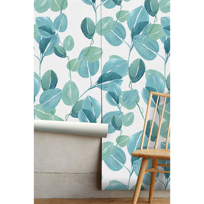 Fotobehang Aquarel Eucalyptusbladeren