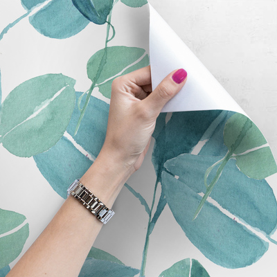 Fotobehang Aquarel Eucalyptusbladeren