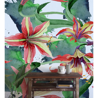 Fotobehang Romantische exotische bloemen