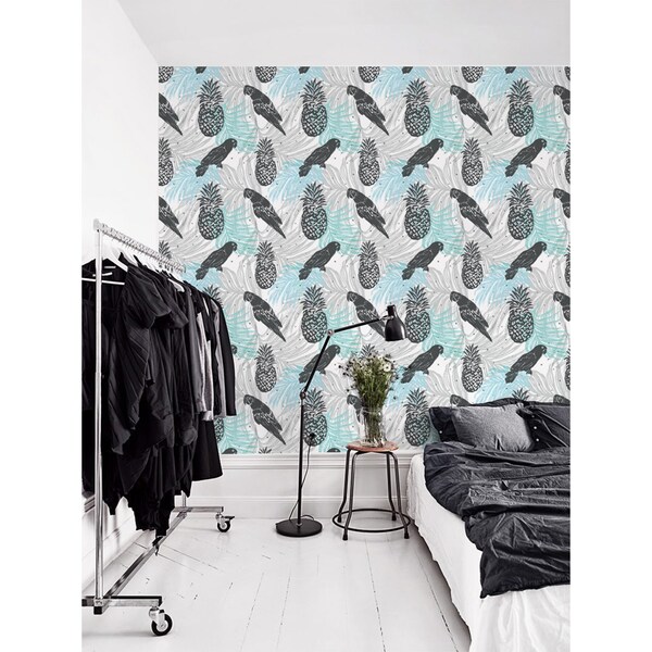 Fotobehang Papegaaien in ananas