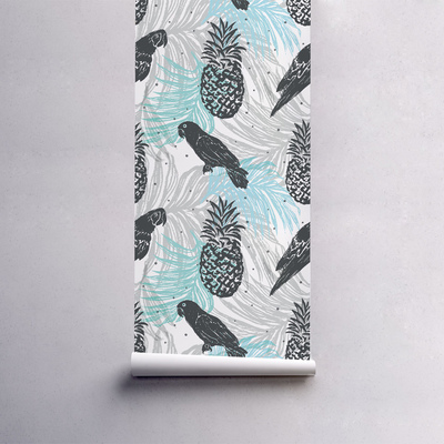 Fotobehang Papegaaien in ananas