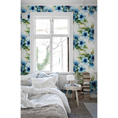 Fotobehang Blauwe lentebloemen