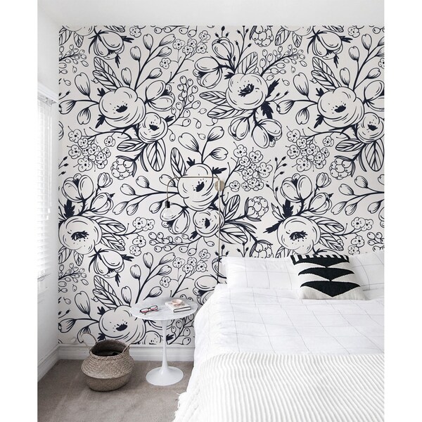 Fotobehang Romantische schetsen van de roos