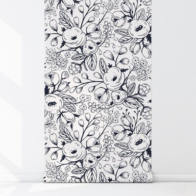 Fotobehang Romantische schetsen van de roos