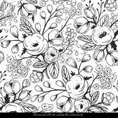 Fotobehang Romantische schetsen van de roos