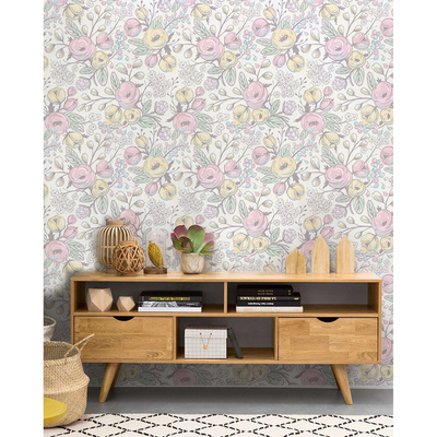 Fotobehang Geschilderde kleurrijke bloemen