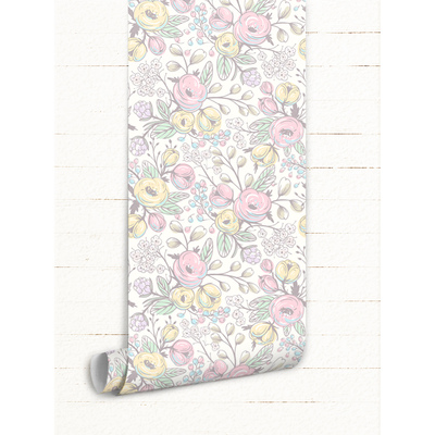 Fotobehang Geschilderde kleurrijke bloemen