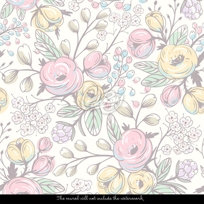 Fotobehang Geschilderde kleurrijke bloemen