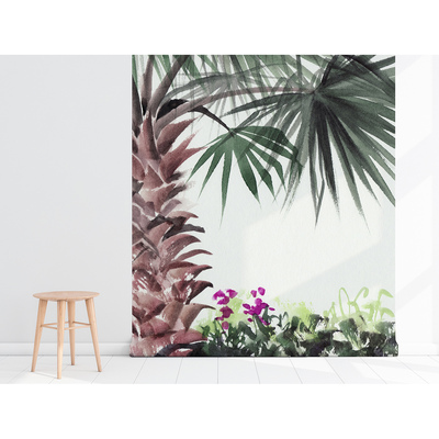 Fotobehang Een wandeling door de tropische palmenweide