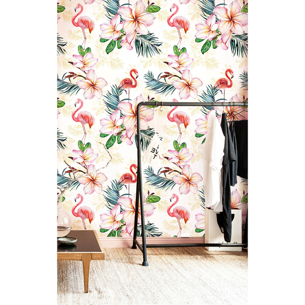 Fotobehang Tropisch Flamingo-eiland