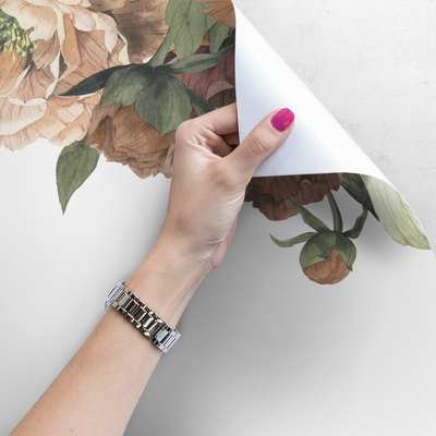 Fotobehang Rustend tussen de vintage pioenrozen