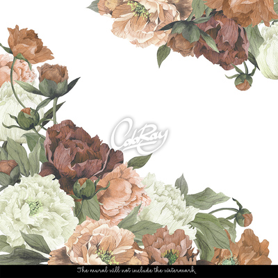 Fotobehang Rustend tussen de vintage pioenrozen