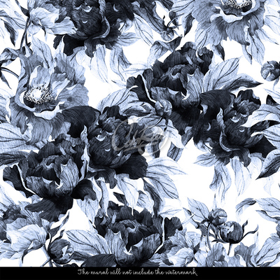 Fotobehang Blauwe pioenrozen