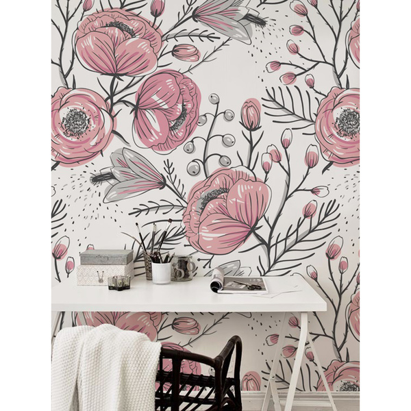 Fotobehang In de sprookjesachtige rozentuin