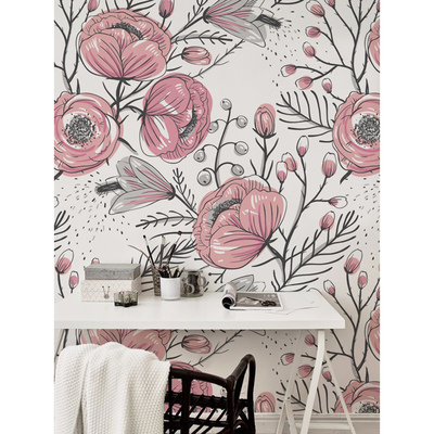 Fotobehang In de sprookjesachtige rozentuin