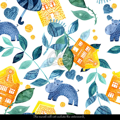 Fotobehang Nijlpaard op vakantie