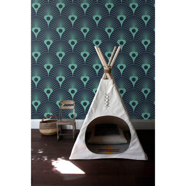 Fotobehang Pauwenstaarten in turquoise