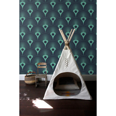 Fotobehang Pauwenstaarten in turquoise