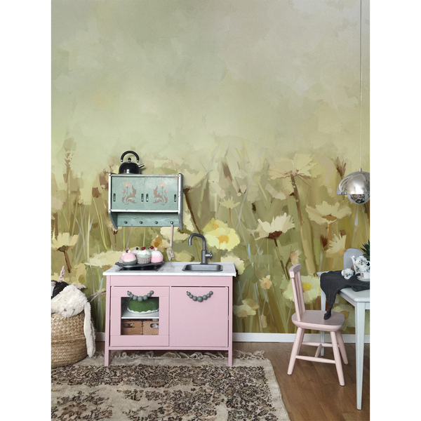 Fotobehang Mistige ochtend in de weide