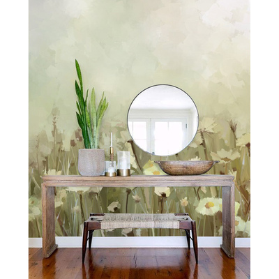 Fotobehang Mistige ochtend in de weide