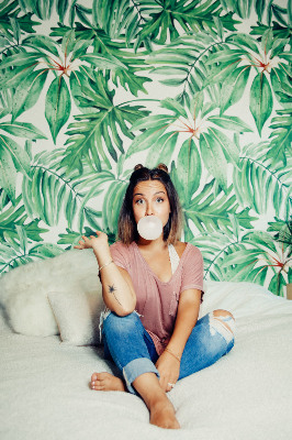 Fotobehang Rustgevend uitzicht op bananenbladeren