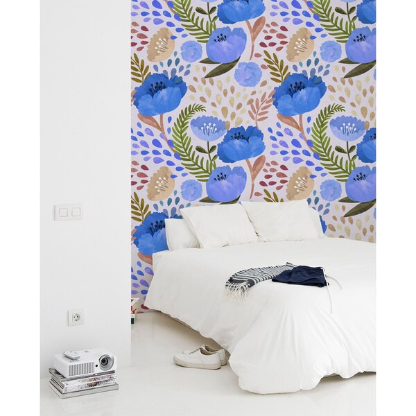 Fotobehang Blauwe klaprozen