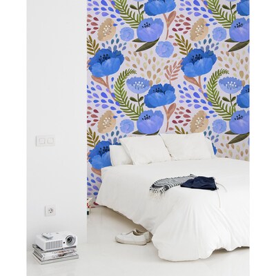 Fotobehang Blauwe klaprozen