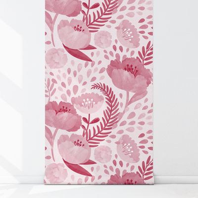 Fotobehang Roze visie op klaprozen