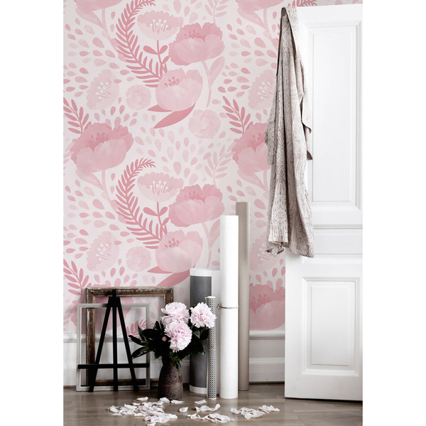 Fotobehang Roze klaprozen in vintage stijl