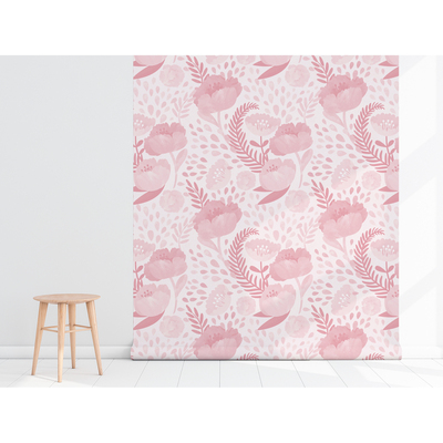 Fotobehang Roze klaprozen in vintage stijl