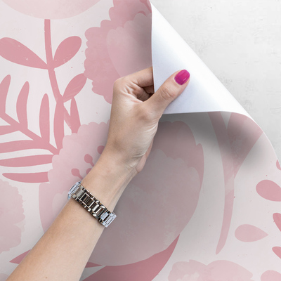 Fotobehang Roze klaprozen in vintage stijl