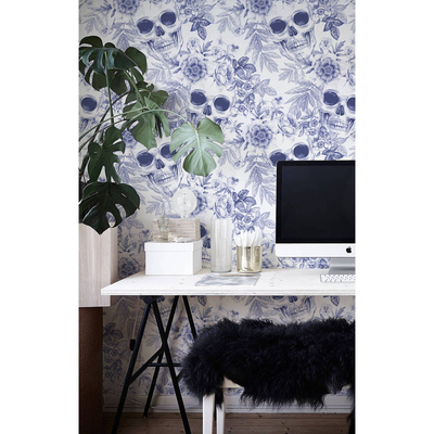 Fotobehang Schedels in bloemen