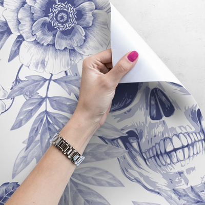 Fotobehang Schedels in bloemen