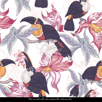 Fotobehang Exotische vogels in de tropische bush