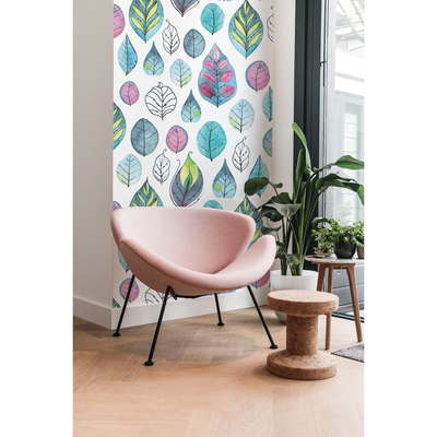 Fotobehang Kleurrijke geschilderde bladeren