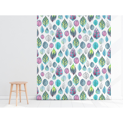Fotobehang Kleurrijke geschilderde bladeren
