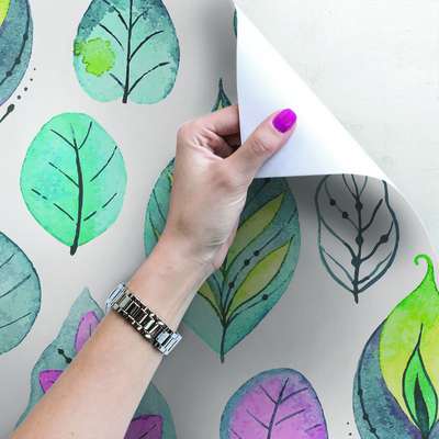 Fotobehang Kleurrijke geschilderde bladeren